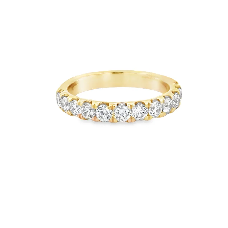 Engagement rings with hexagonal-cut sapphire gems -1.0 CTW Diamond Band in Yellow Gold