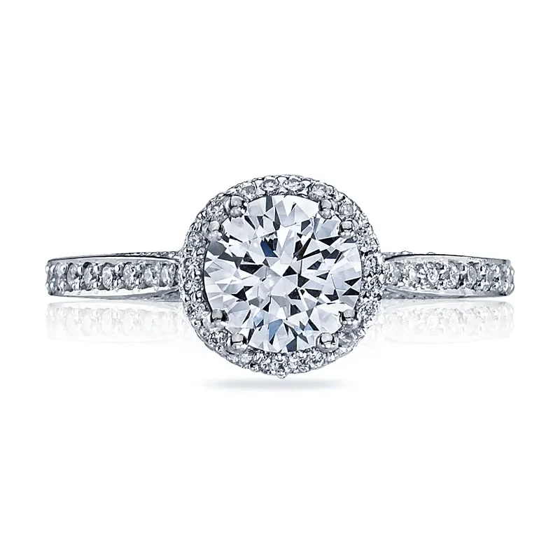 Engagement rings with split-shank topaz designs -Round Bloom Semi Mount Ring