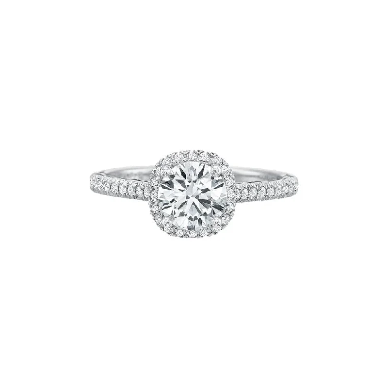 Engagement rings with infinity twist diamond bands -New Aire Petite Cushion Halo Diamond Semi Mount Ring