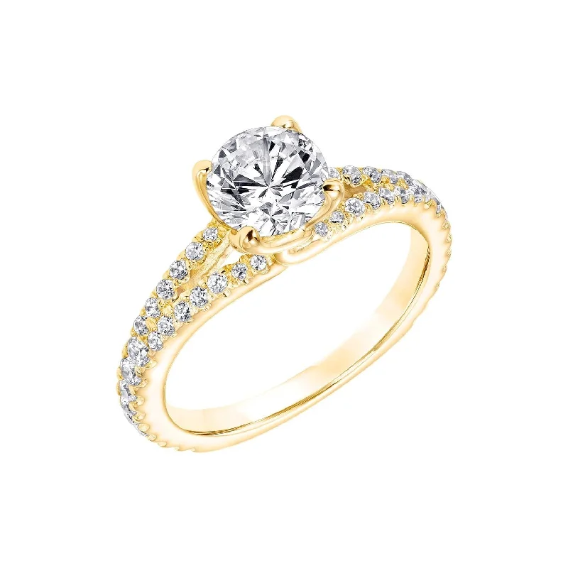 Engagement rings with pave-set citrine for warmth -Diamond Semi Mount Ring