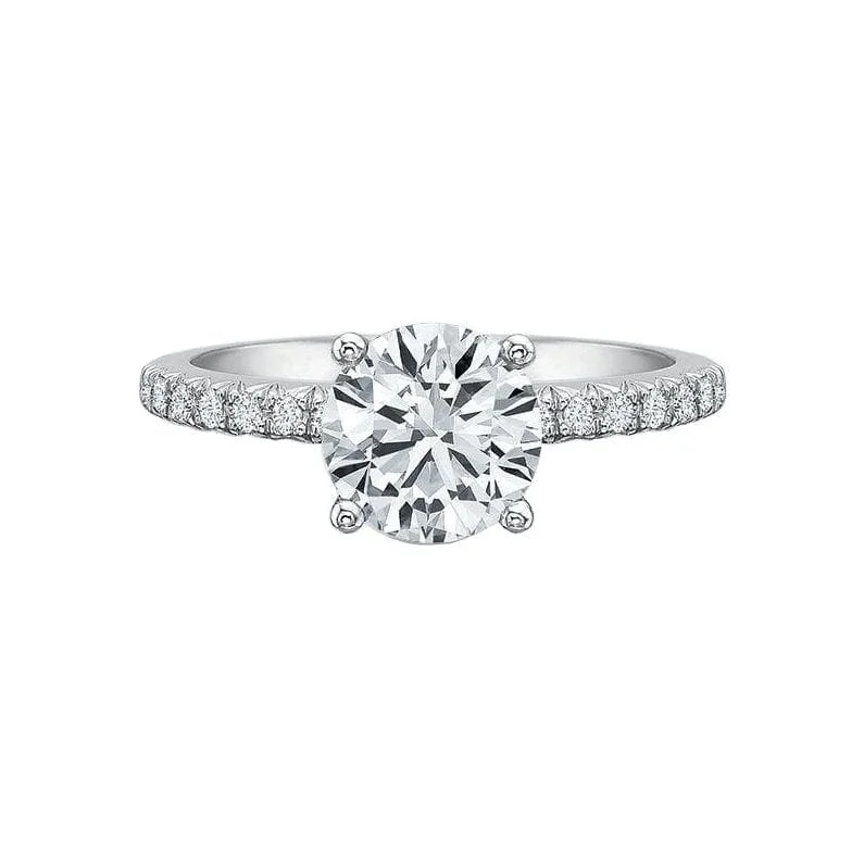 Engagement rings with radiant-cut peridot for green -Petite FlushFit Diamond Semi Mount Ring