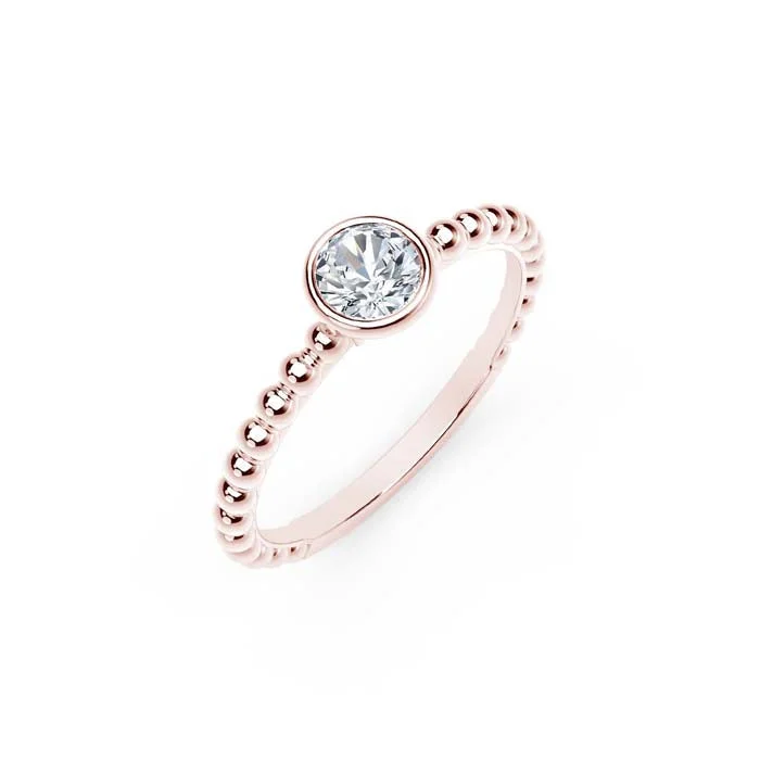 Engagement rings with star sapphire for glow -Natalie K Bezel Forevermark 18K Rose Gold Diamond Ring