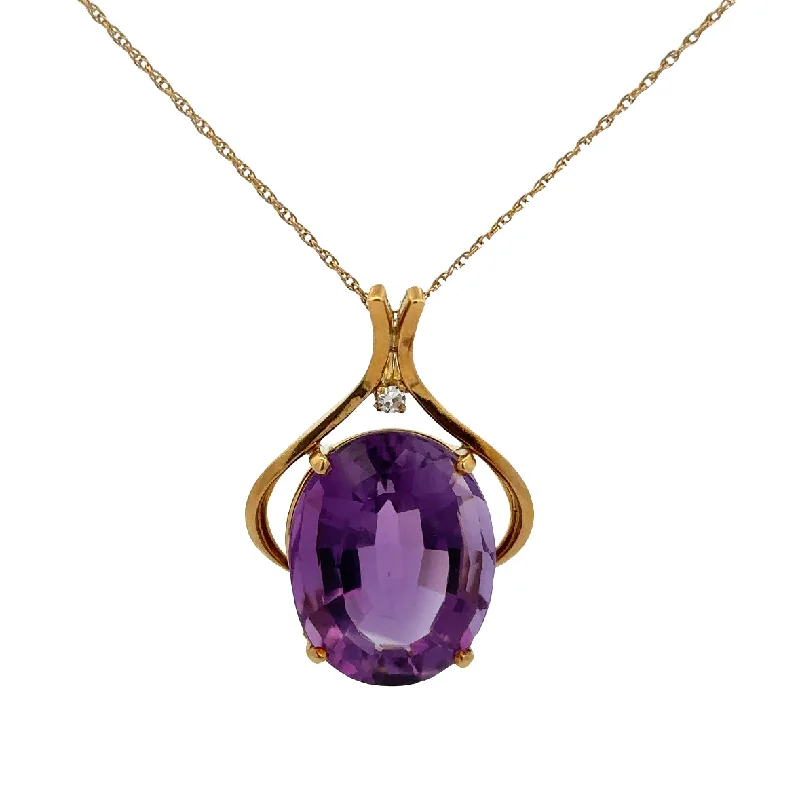 Engagement rings with split-shank topaz designs -Amethyst and Diamond Pendant in Yellow Gold