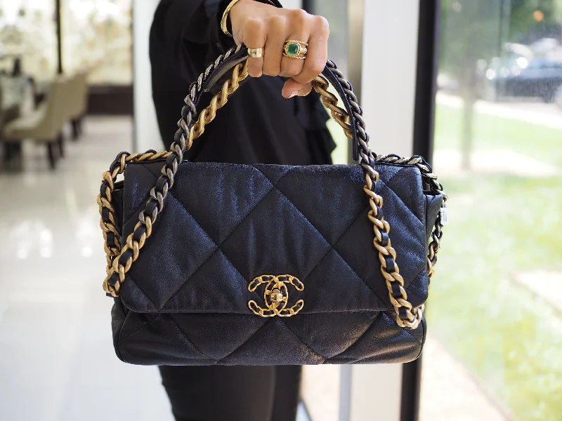 Engagement rings with vintage-inspired claw prongs -Pre-Owned Chanel 19 Large Quilted Shoulder Bag Goat Skin