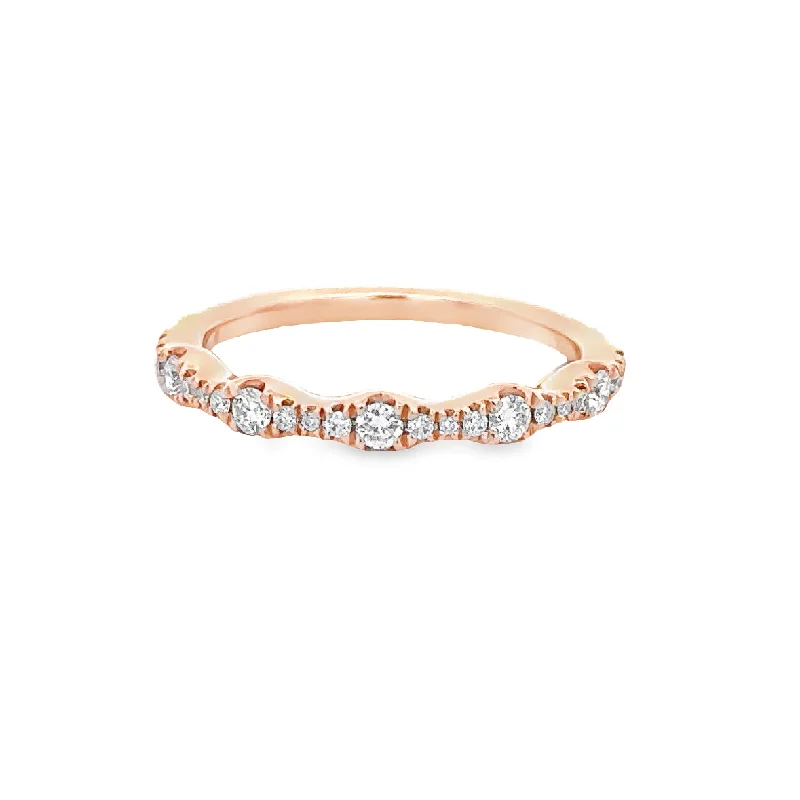 Engagement rings with modern open-band opal -Diamond Band in Rose Gold