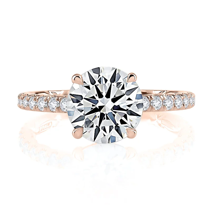 Engagement rings with sleek rose gold twists -Diamond Semi Mount Ring | 14k Rose (1.50ct Head)