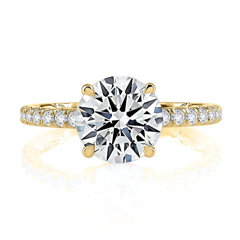 Engagement rings with spiral onyx for edge -Diamond Semi Mount Ring | 14k Yellow (1.50ct Head)