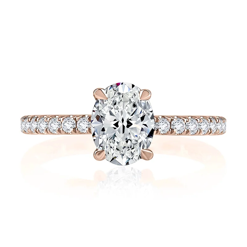 Engagement rings with classic pave garnet bands -Diamond Semi Mount Ring | 18k Rose (1.50ct Head)