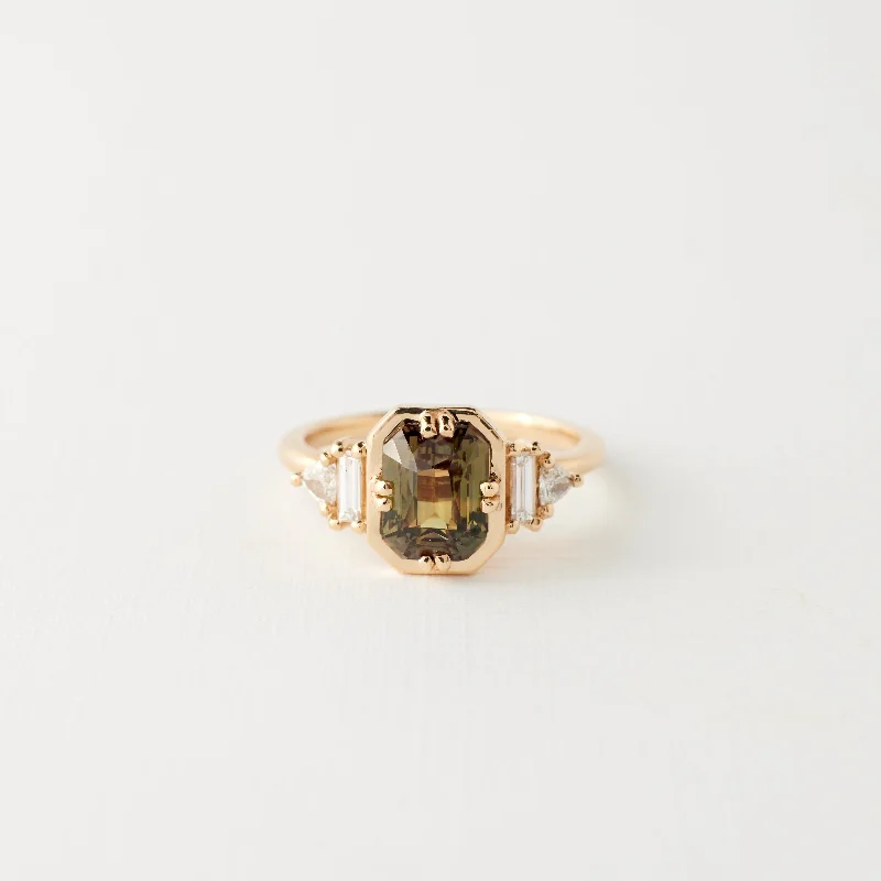 Engagement rings with faceted citrine for shine -Emery Ring - 2.26 Carat Radiant Cut Mahogany Sapphire