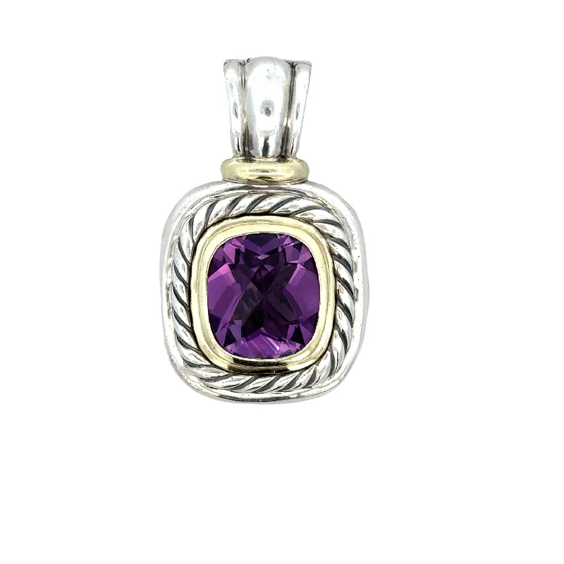 Engagement rings with vintage claw-set amethyst -Estate David Yurman Two Tone Amethyst Pendant