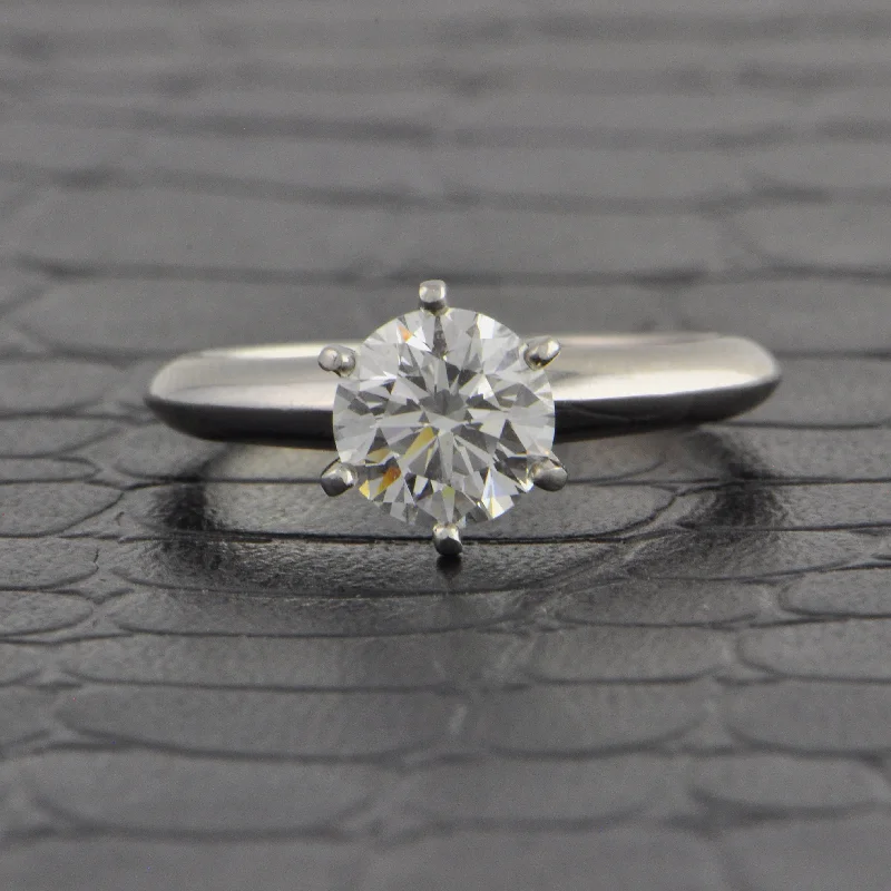 Engagement rings with vintage-inspired claw prongs -Estate Tiffany & Co. 1.26 ct. G-VS1 Round Brilliant Cut Diamond Engagement Ring