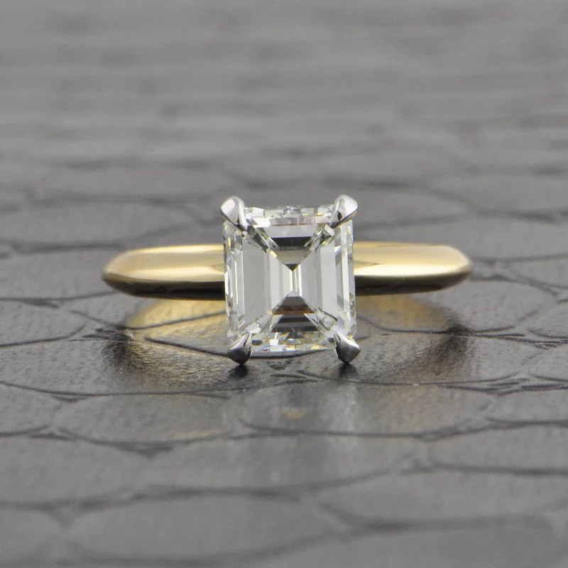 Engagement rings with tension-set peridot stones -GIA 1.67 ct. H-VS1 Emerald Cut Diamond Engagement Ring