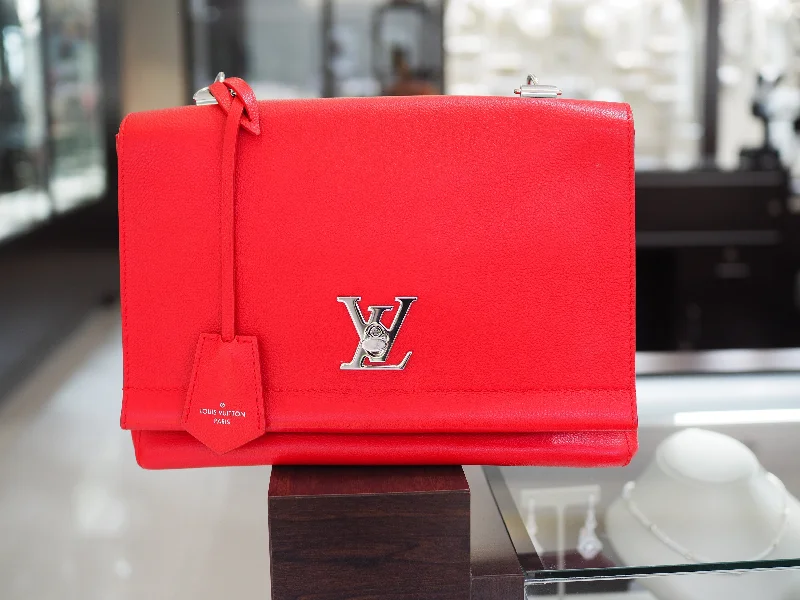 Engagement rings with cathedral-set ruby stones -Louis Vuitton Lock Me II Red Leather Adjustable Shoulder Bag