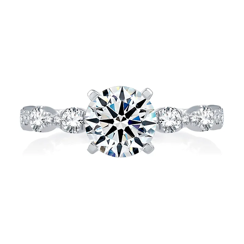 Engagement rings with twisted bands and diamonds -Diamond Semi Mount Ring | 14k White (1.50ct Head)