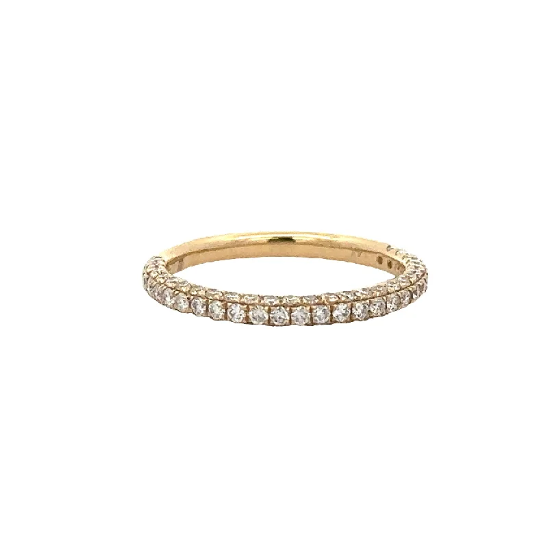 Engagement rings with engraved initials inside bands -Pave Set Round Brilliant Cut Diamond Band in Yellow Gold