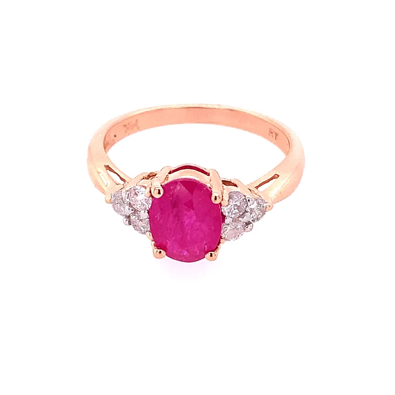 Engagement rings with floral halo of topaz -Ruby and Diamond Ring in Rose Gold