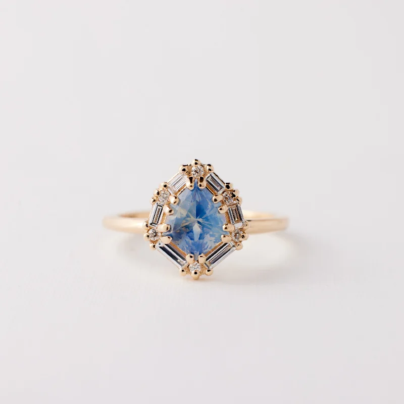 Engagement rings with rough opal for texture -Seren Ring - 1.62 Carat Blue Yellow Shield Parti Sapphire