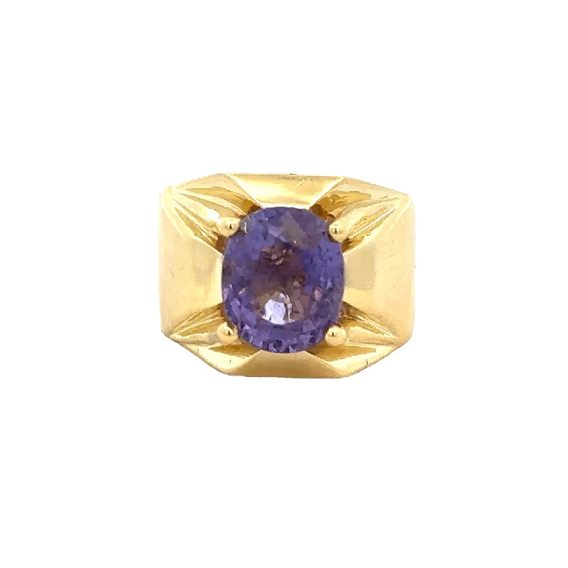 Engagement rings with floral-inspired sapphire bands -Statement Elbite Tourmaline Ring in 18k Yellow Gold