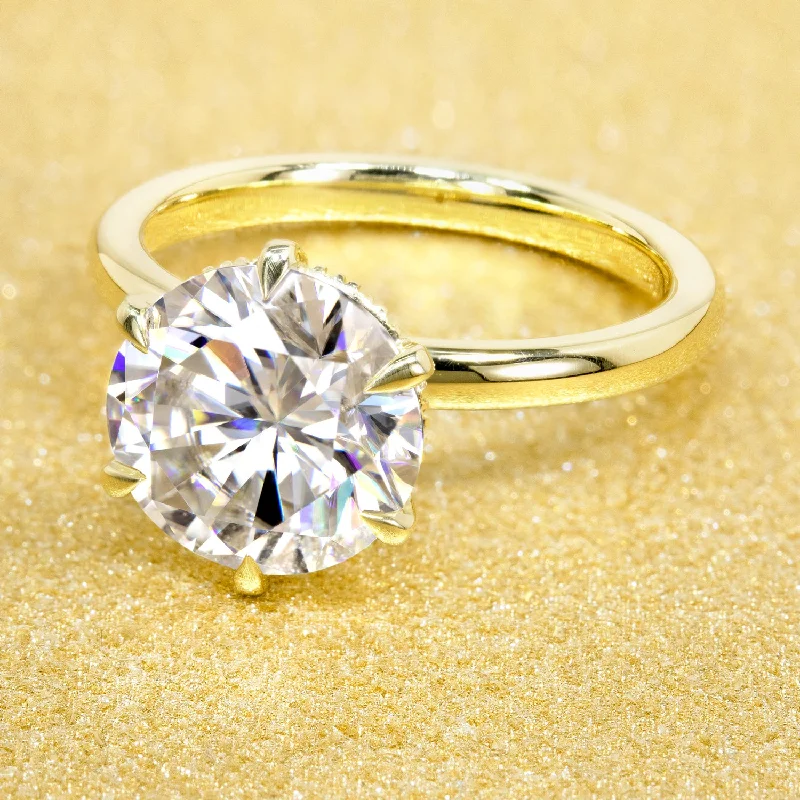 Engagement rings with rose-cut peridot for charm -The Adara, 3ct Round Brilliant-cut Hidden Eternity Halo Ring