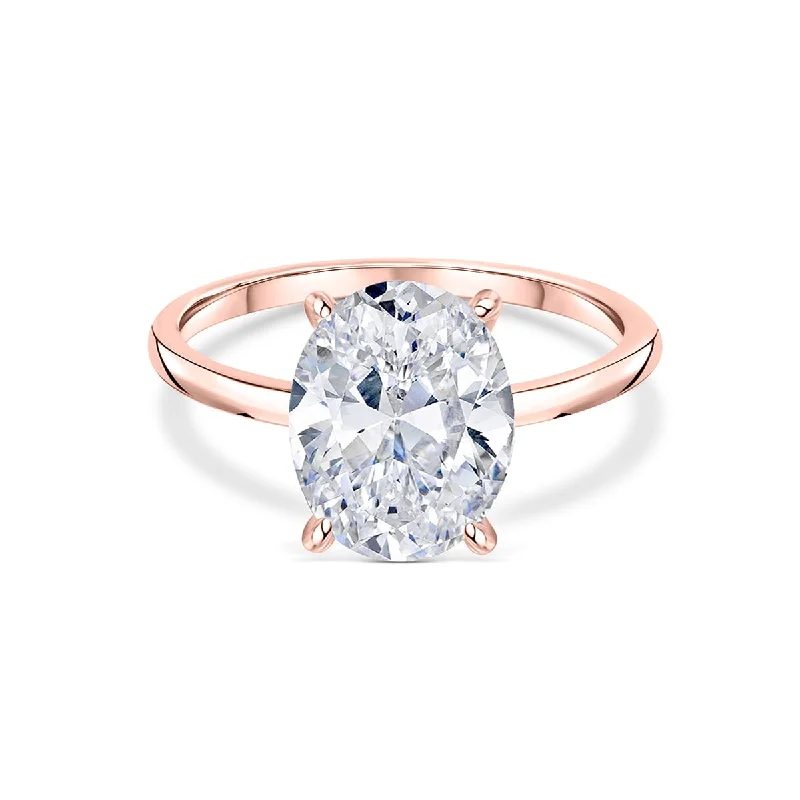 Engagement rings with asymmetrical halo of jade -The Elena - Rose Gold