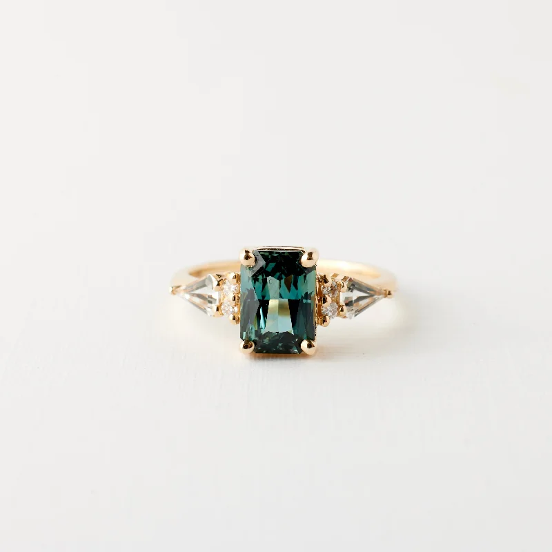 Engagement rings with split-shank topaz designs -Thursday ring - 2.22 Carat Teal Radiant Sapphire