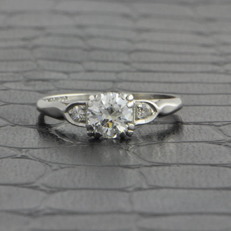 Engagement rings with twisted bands and diamonds -Vintage Art Deco .75 ct. Old European Cut Diamond Engagement Ring