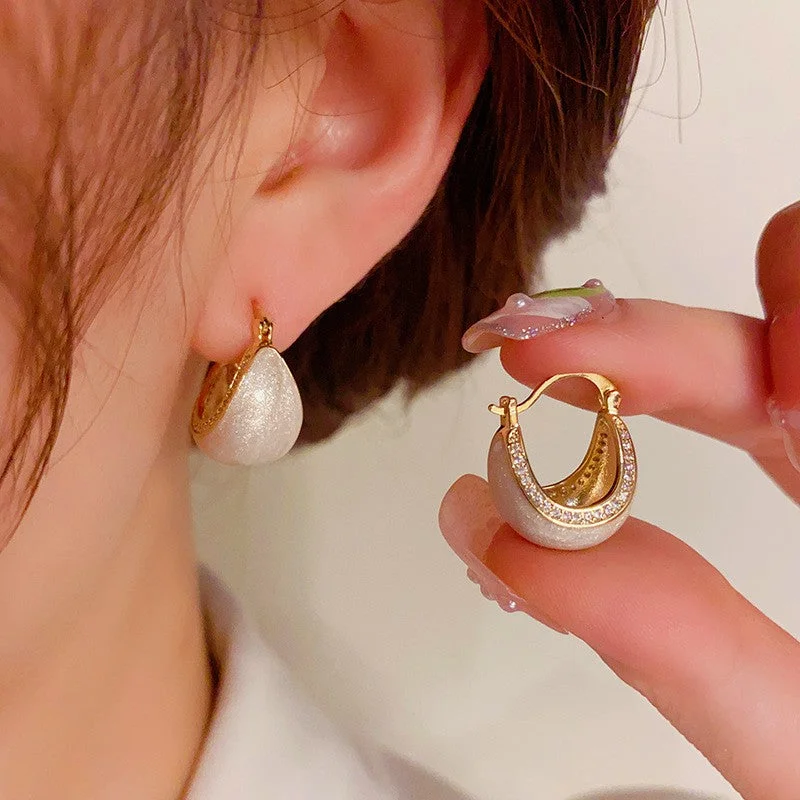 Waterproof Drop Earrings for Outdoor -14K Gold-Plated Elegant Micro-Embedded Oil Drop Earrings