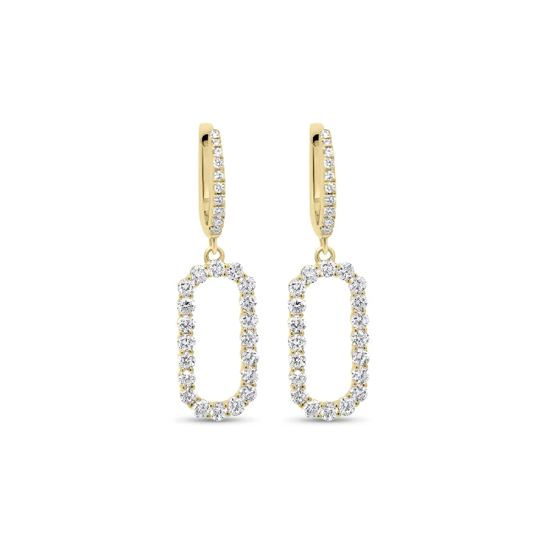 Drop Earrings for Formal Attire -Diamond Rectangle Link Drop Earrings