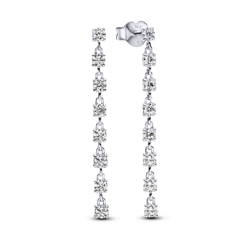 Heart Shaped Drop Earrings for Love -Sparkling Eight Stones Drop Earrings