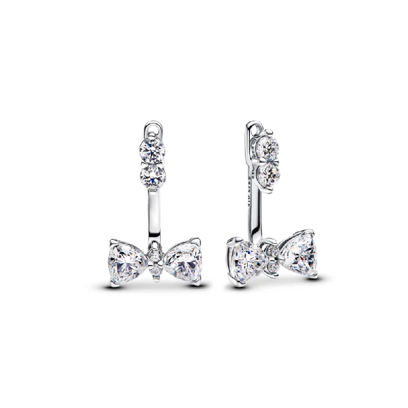 Round Drop Earrings for Classic -Sparkling Bow Drop Earrings