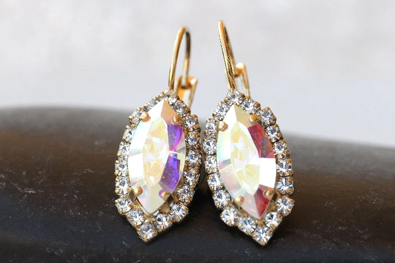 Drop Earrings with Vine Designs -AB CRYSTAL Drop Earrings