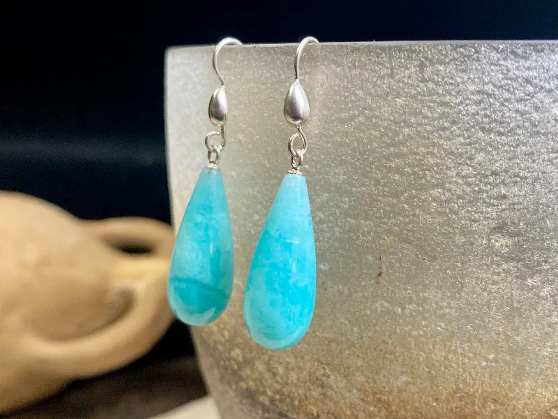 Heavy Duty Drop Earrings for Durability -Amazonite Drop Earrings