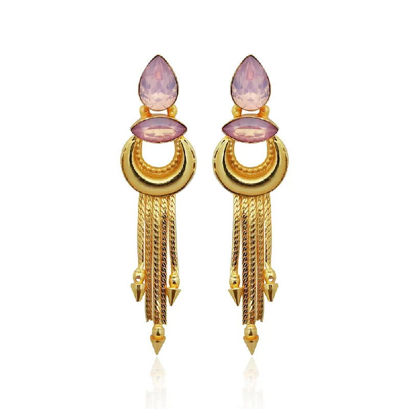 Contemporary Drop Earrings for Fashion -Amina Creation Gold Plated Dangler Earrings