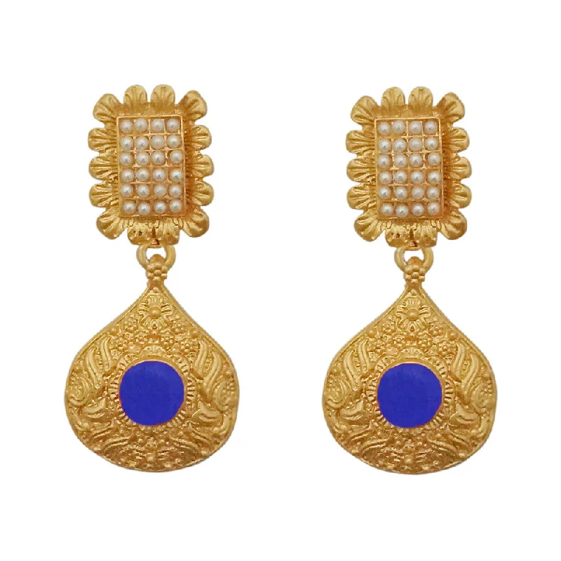 Floral Drop Earrings with Petals -Amina Creation Gold Plated Dangler Earrings