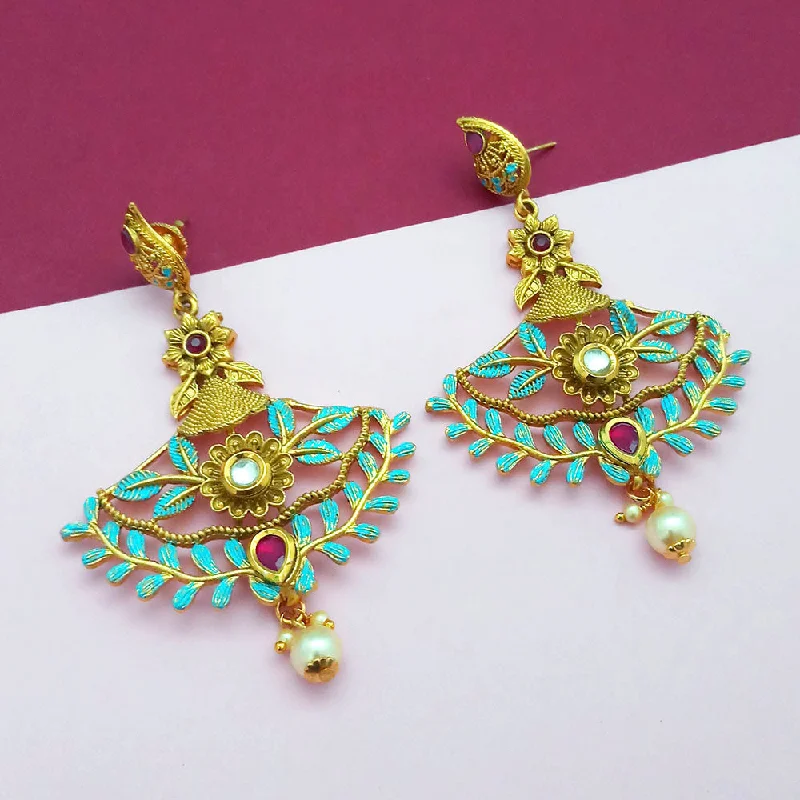 Short Drop Earrings for Subtle -Amina Creation Gold Plated Dangler Earrings