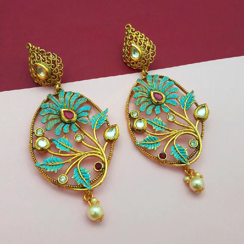 Large Drop Earrings for Statement -Amina Creation Gold Plated Dangler Earrings