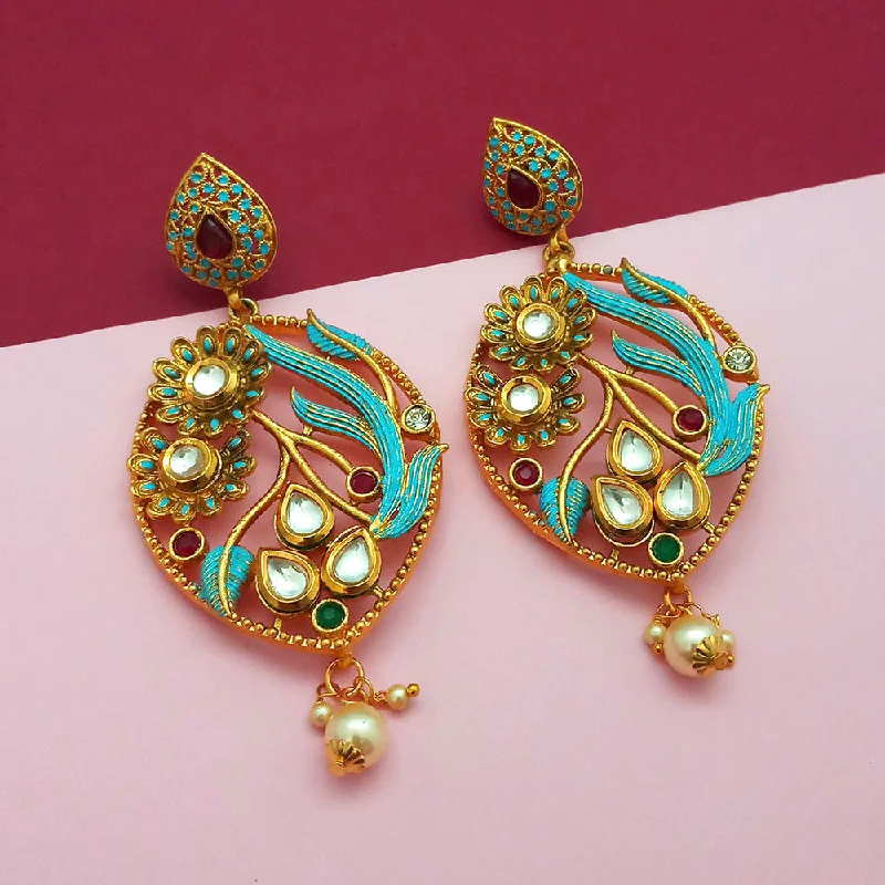 Crystal Drop Earrings for Sparkle -Amina Creation Gold Plated Dangler Earrings