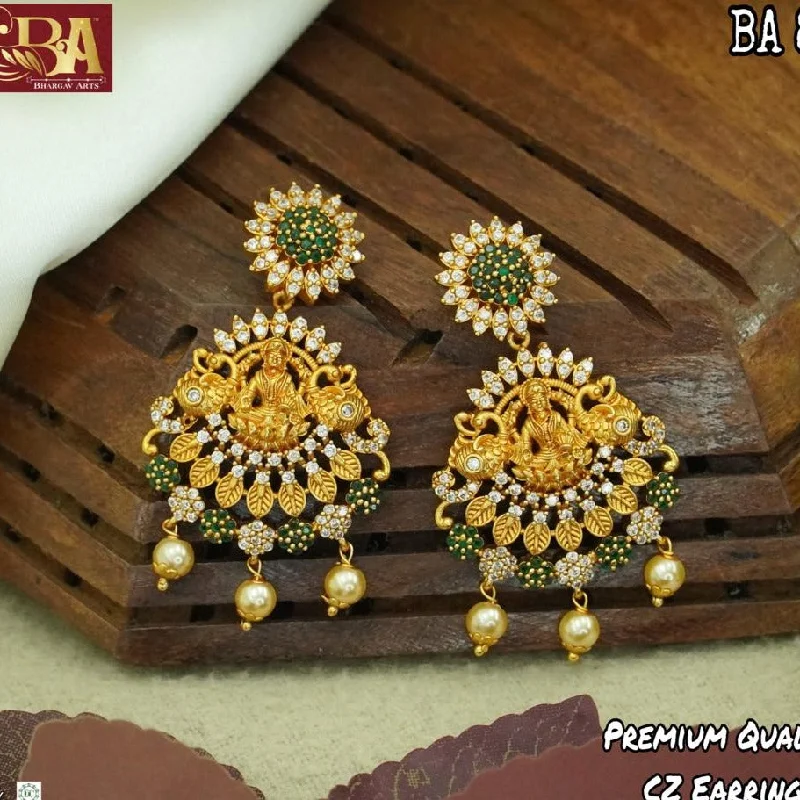 Crystal Drop Earrings for Sparkle -Bhargav Arts Gold Plated Temple Dangler Earrings