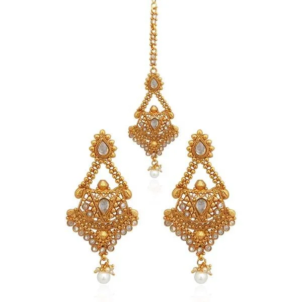 Drop Earrings with Vine Designs -Bhavi AD Stone Copper Dangler Earrings - FAP0162