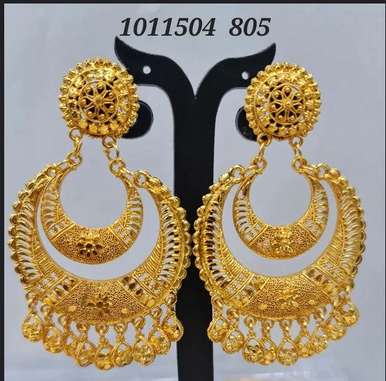 Drop Earrings with Wave Designs -Bhavi Jewels Dye Gold Dangler Earrings