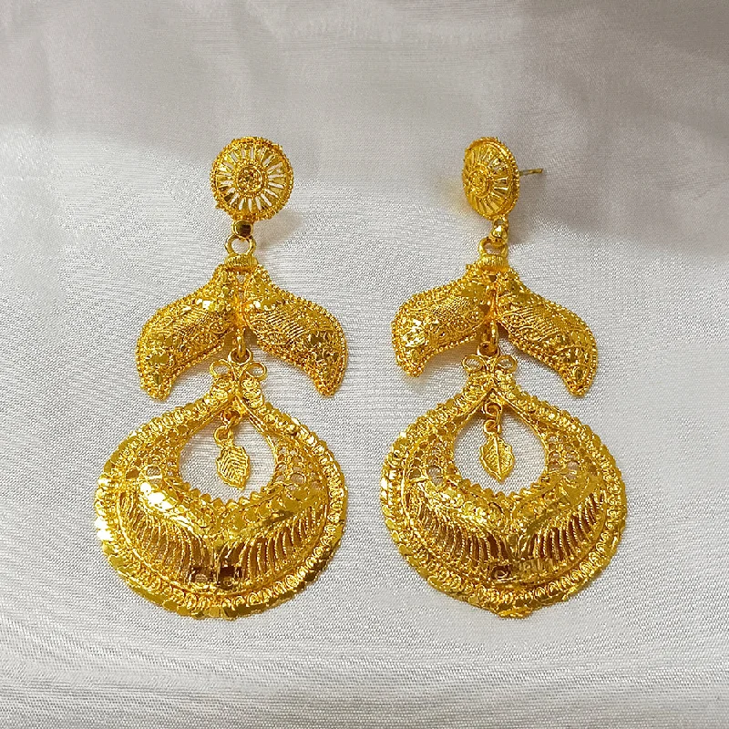 Drop Earrings with Debossed Designs -Bhavi Jewels Gold Plated Dangler Earrings