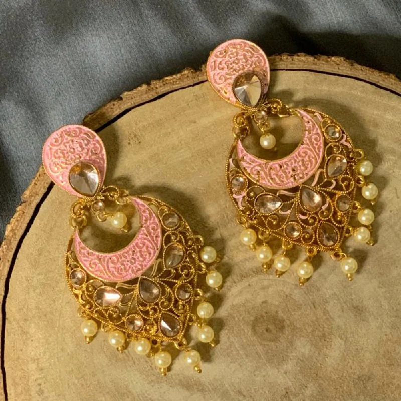 Drop Earrings with Keyhole Designs -Bhavi Jewels Gold Plated Meenakari Dangler Earrings