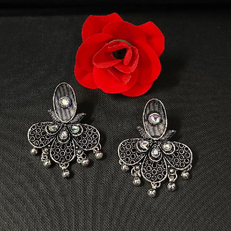 Silver Drop Earrings for Men -Bhavi Jewels Oxidised Plated Dangler Earrings