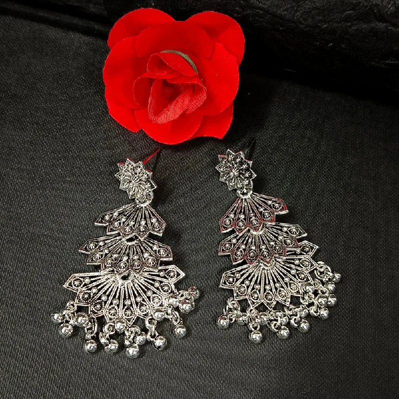 Drop Earrings with Chevron Designs -Bhavi Jewels Oxidised Plated Dangler Earrings