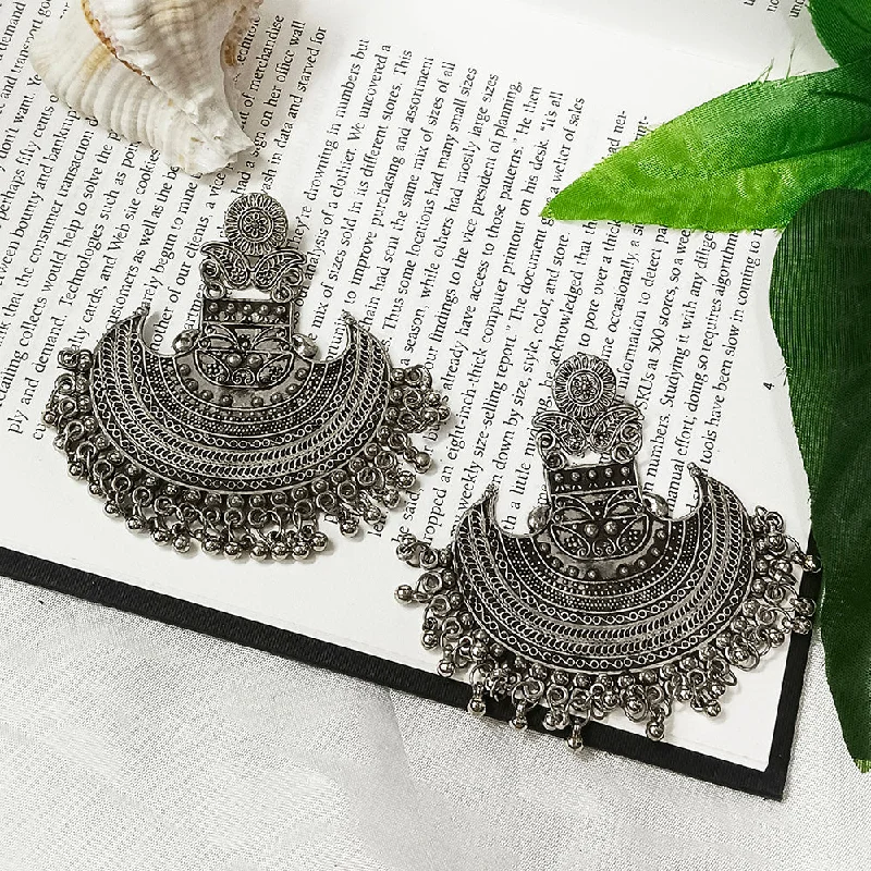 African Drop Earrings with Culture -Bhavi Jewels Oxidised Plated Dangler Earrings