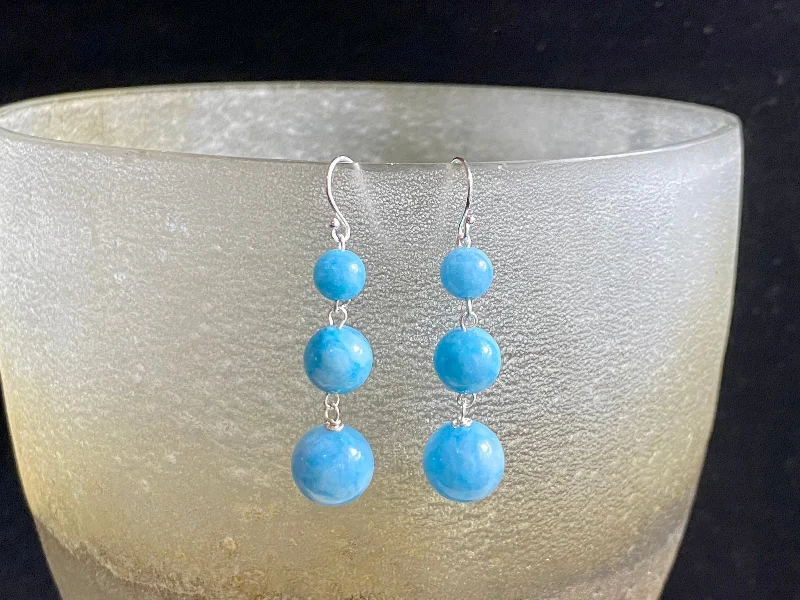 Drop Earrings with Keyhole Designs -Blue Chalcedony Drop Earrings