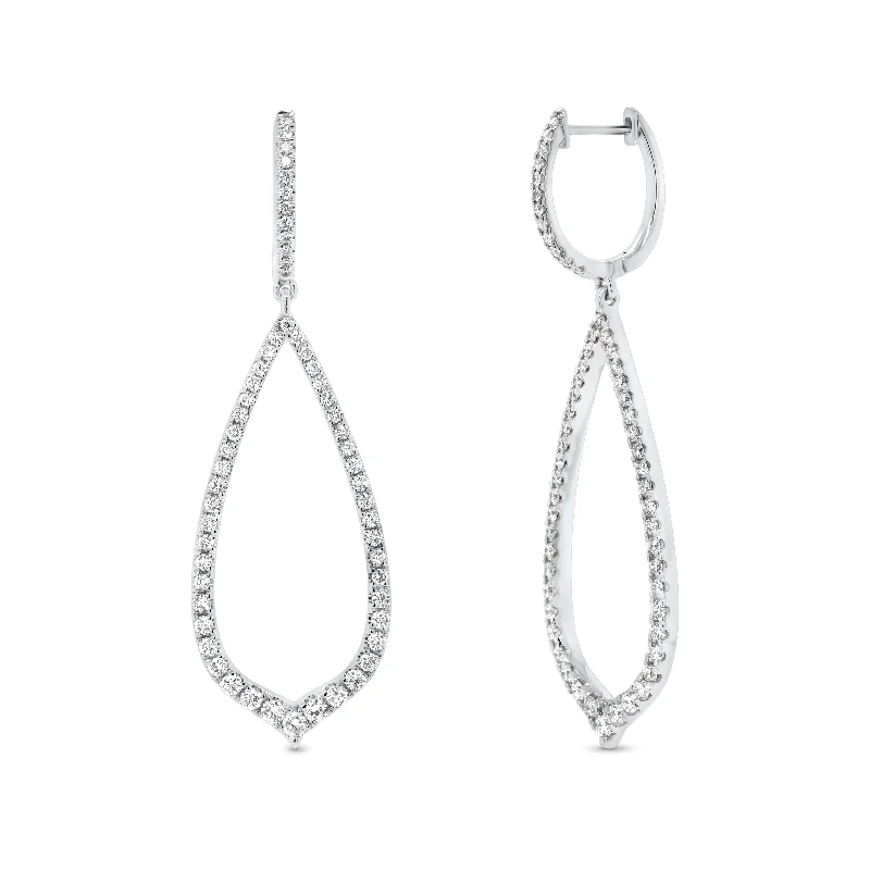 Screw Back Drop Earrings for Security -Diamond Arabesque Drop Earrings