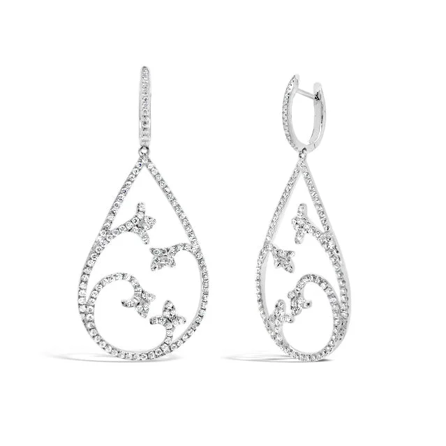 Pearl Drop Earrings for Elegance -Diamond Open scroll Teardrop Earrings