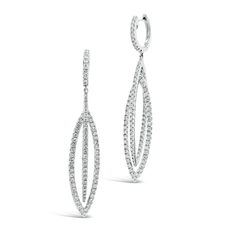 Triangular Drop Earrings for Edge -Diamond Double Marquise Drop Earrings