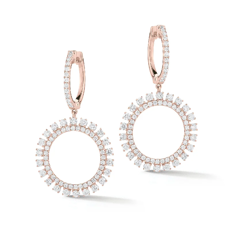 Drop Earrings for Wedding Ceremony -Diamond Sunburst Drop Earrings